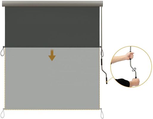 Sun and Privacy Protection Extendable Outdoor Roller Blind with Hand Crank Mechanism