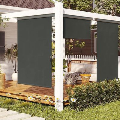 UV Protection Drop Awning with Hand-cranked Box for Balcony and Patio Vertical Awning