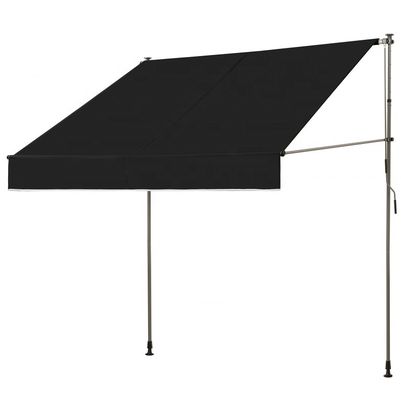 Polyester Fabric Balcony Manual Gearbox Awning with Gray Frame and Anti-UV Treatment