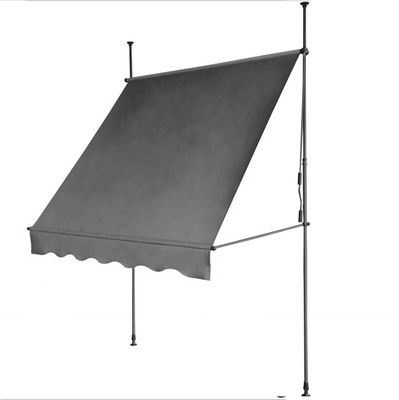 Polyester Fabric Balcony Manual Gearbox Awning with Gray Frame and Anti-UV Treatment