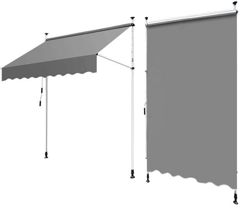 Polyester Fabric Balcony Manual Gearbox Awning with Gray Frame and Anti-UV Treatment