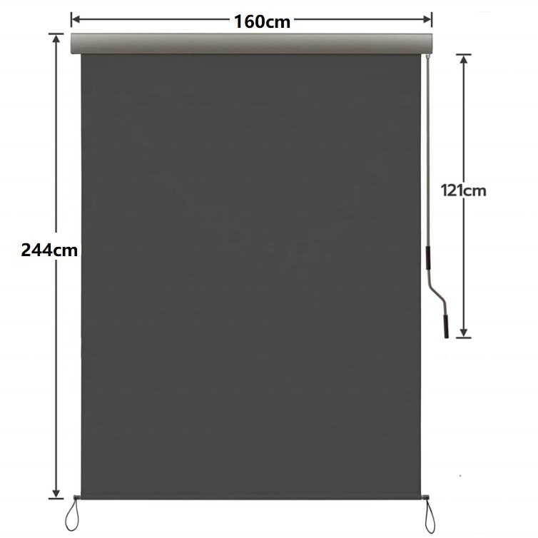 UV Protection Drop Awning with Hand-cranked Box for Balcony and Patio Vertical Awning